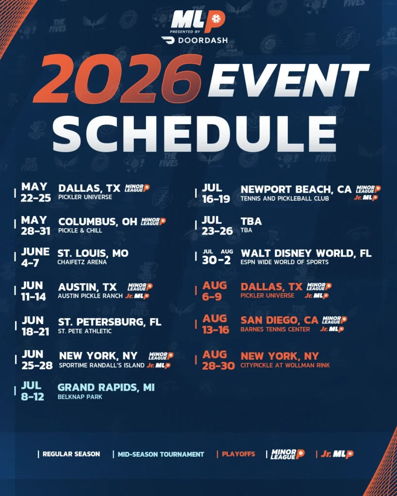 2026 Major League Pickleball Event Schedule